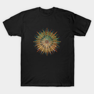 Fire and Ice Sun Mandala - Stained Glass Geometry #7 T-Shirt